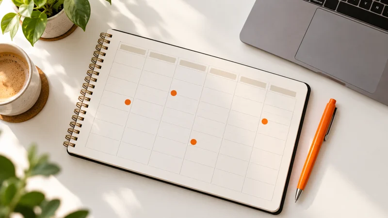 Calendário semanal representando o acompanhamento entre as aulas